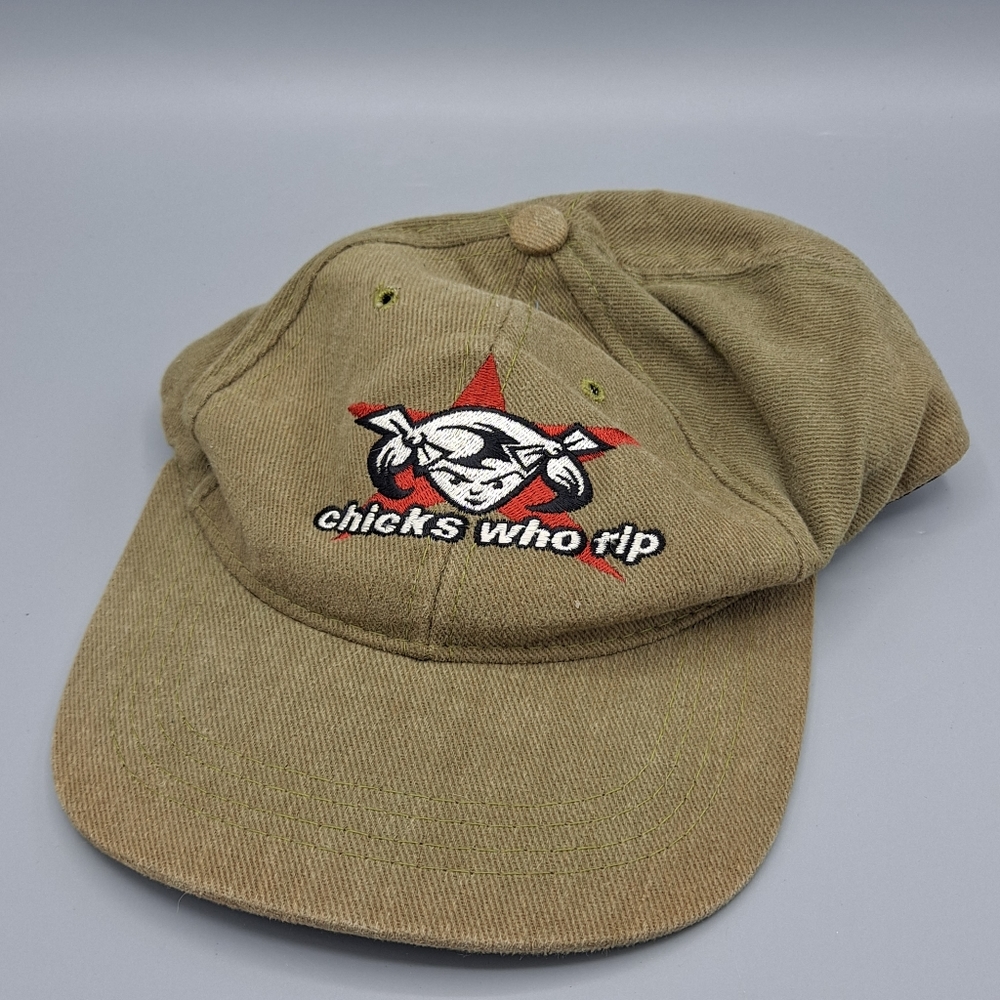 RARE Unisex OSFA Headmaster Inc Chicks Who Rip Beige Brown Hat Cap